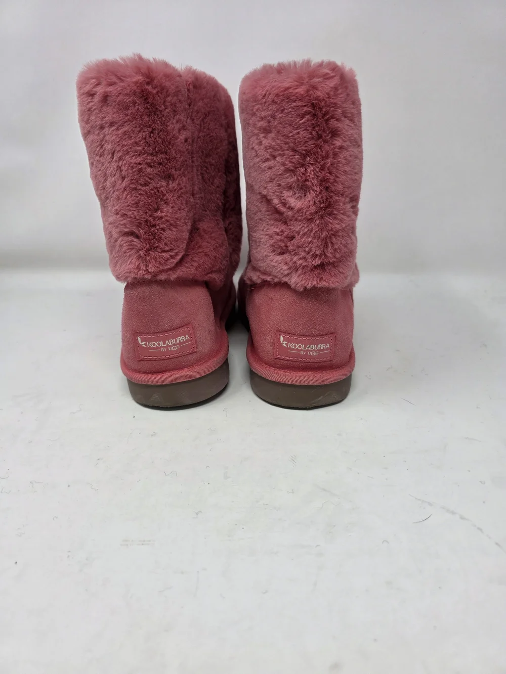 Koolaburra by UGG Pink Victoria Short Faux Fur Suede Winter Boots Size 4 Youth
